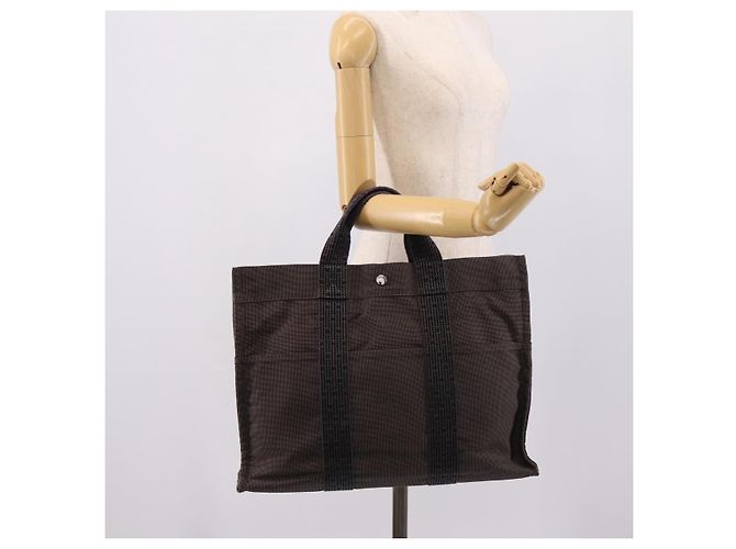 Hermès Bolso de mano HERMES Her Line MM Canvas Gris Plata Auth 206893 Castaño - vista 20
