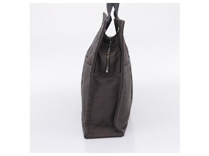 Hermès Bolso de mano HERMES Her Line MM Canvas Gris Plata Auth 206893 Castaño - vista 3