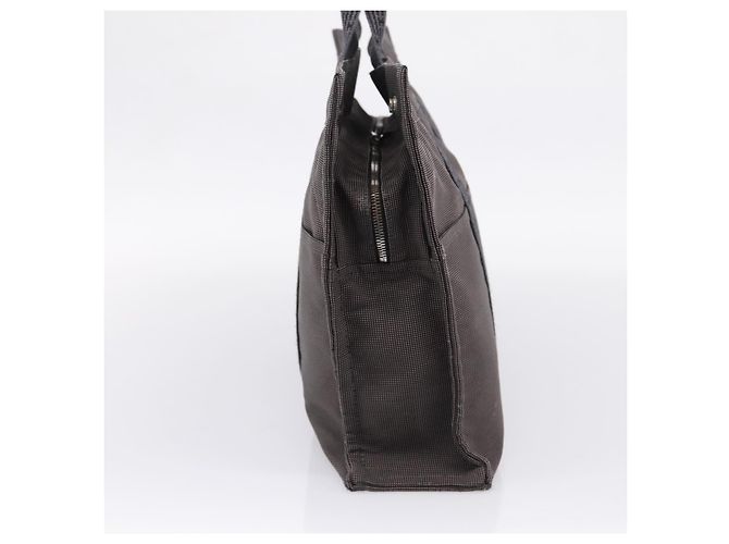 Hermès Bolso de mano HERMES Her Line MM Canvas Gris Plata Auth 206893 Castaño - vista 4