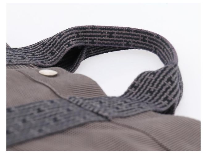 Hermès Bolso de mano HERMES Her Line MM Canvas Gris Plata Auth 206893 Castaño - vista 8