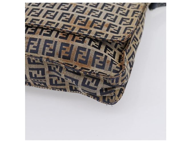 FENDI Zucchino Canvas Schultertasche Navy Silver Auth 207459 Silber Marineblau - Ansicht 15