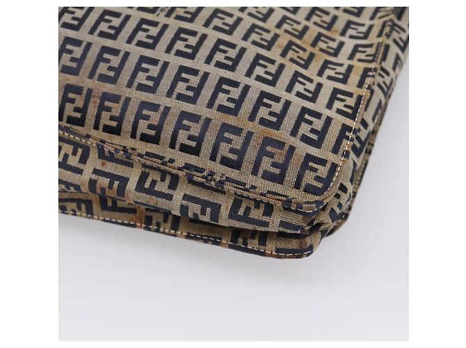 FENDI Zucchino Canvas Schultertasche Navy Silver Auth 207459 Silber Marineblau - Ansicht 17