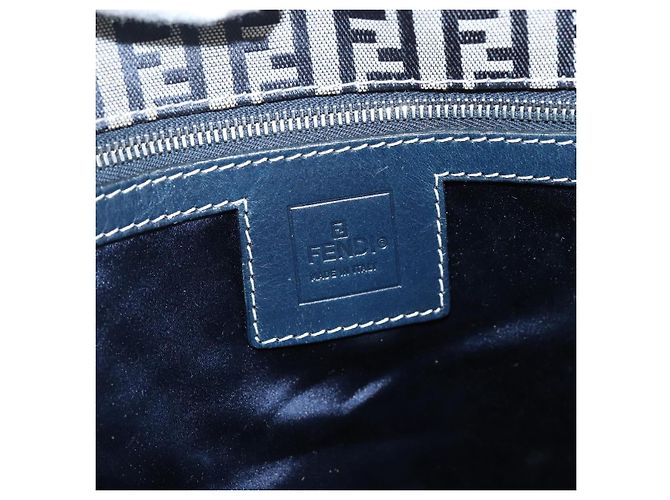 FENDI Zucchino Canvas Schultertasche Navy Silver Auth 207459 Silber Marineblau - Ansicht 22
