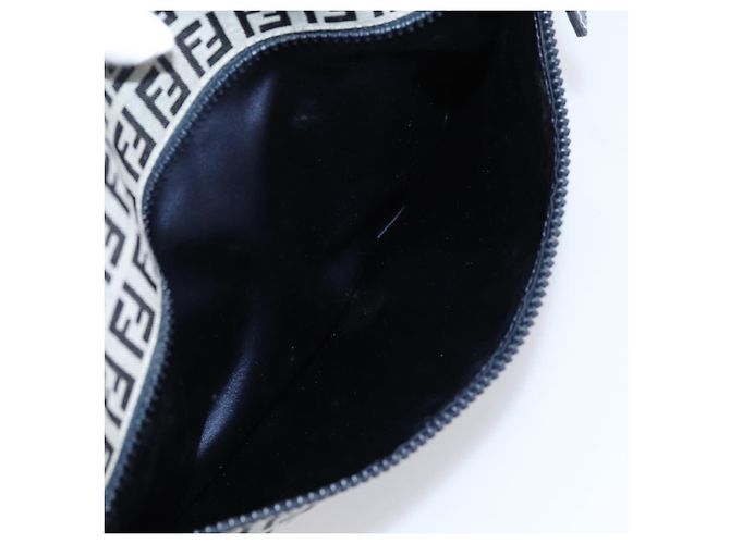 FENDI Zucchino Canvas Schultertasche Navy Silver Auth 207459 Silber Marineblau - Ansicht 27