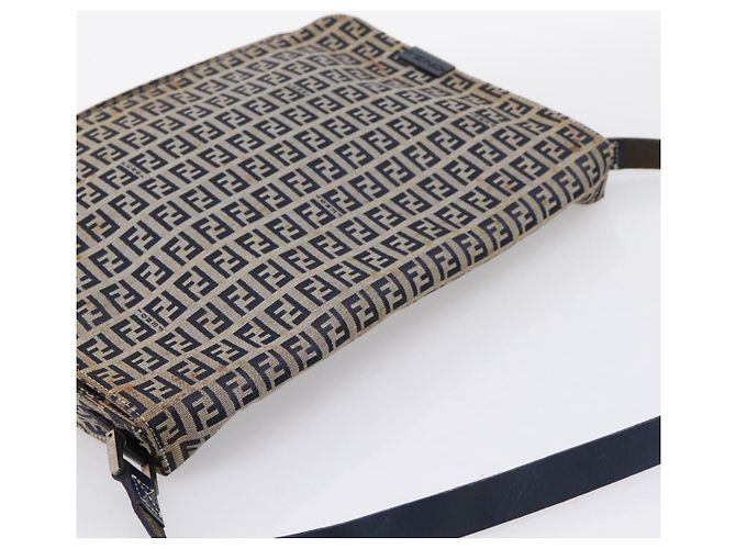 FENDI Zucchino Canvas Schultertasche Navy Silver Auth 207459 Silber Marineblau - Ansicht 6