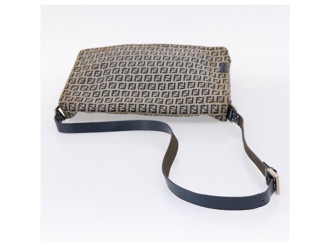 FENDI Zucchino Canvas Schultertasche Navy Silver Auth 207459 Silber Marineblau - Ansicht 7