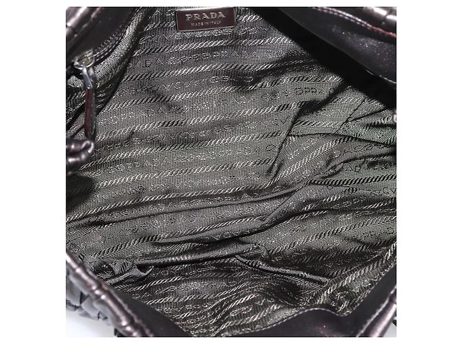 Bolso Tote PRADA Ready Lock de piel Nappa Gris Plata Auth am12760M Castaño - vista 11