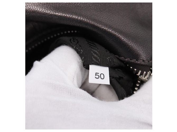 Bolso Tote PRADA Ready Lock de piel Nappa Gris Plata Auth am12760M Castaño - vista 12