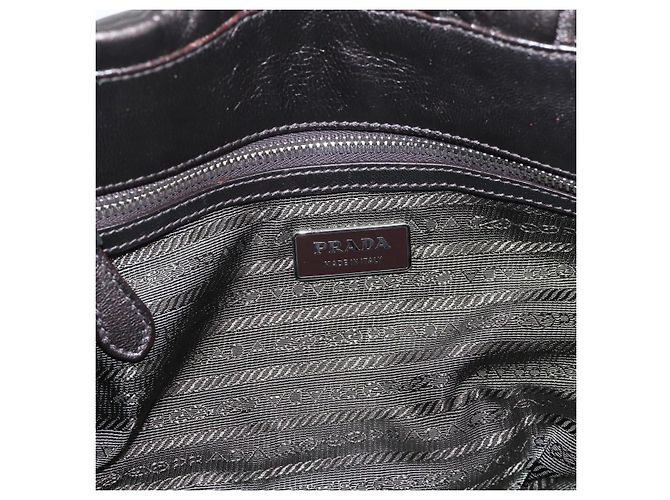 Bolso Tote PRADA Ready Lock de piel Nappa Gris Plata Auth am12760M Castaño - vista 19