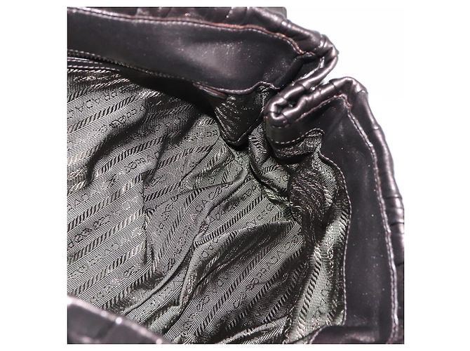 Bolso Tote PRADA Ready Lock de piel Nappa Gris Plata Auth am12760M Castaño - vista 20