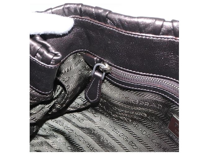 Bolso Tote PRADA Ready Lock de piel Nappa Gris Plata Auth am12760M Castaño - vista 22