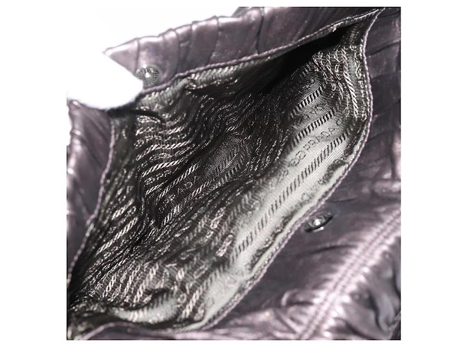 Bolso Tote PRADA Ready Lock de piel Nappa Gris Plata Auth am12760M Castaño - vista 23