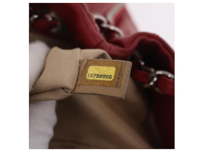 CHANEL Schultertasche mit Kette Kaviarleder Rot Silber CC Auth 202542V - Ansicht 12