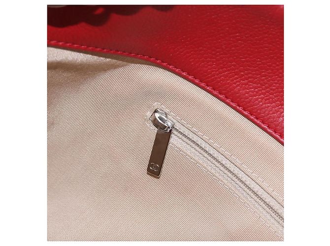 CHANEL Schultertasche mit Kette Kaviarleder Rot Silber CC Auth 202542V - Ansicht 25