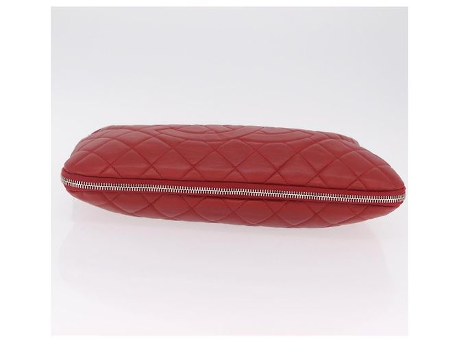 CHANEL Schultertasche mit Kette Kaviarleder Rot Silber CC Auth 202542V - Ansicht 5