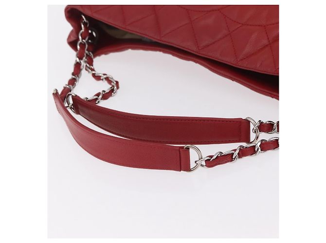 CHANEL Schultertasche mit Kette Kaviarleder Rot Silber CC Auth 202542V - Ansicht 7