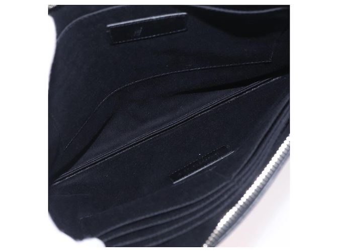 Autre Marque Saint Laurent Clutch-Tasche aus Leder Schwarz Silber Auth BA16068A - Ansicht 10