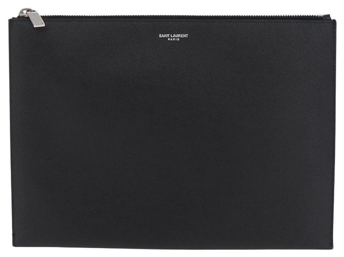 Autre Marque Saint Laurent Clutch-Tasche aus Leder Schwarz Silber Auth BA16068A - Ansicht 13