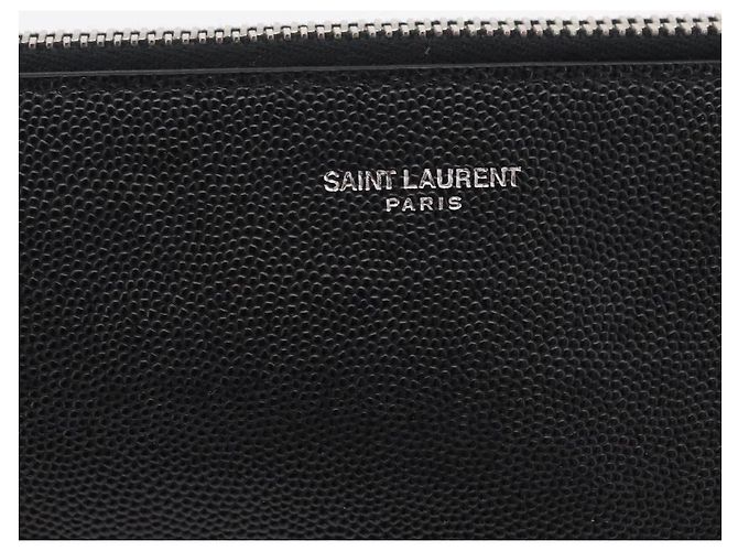 Autre Marque Saint Laurent Clutch-Tasche aus Leder Schwarz Silber Auth BA16068A - Ansicht 17