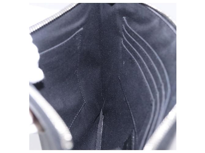 Autre Marque Saint Laurent Clutch-Tasche aus Leder Schwarz Silber Auth BA16068A - Ansicht 19