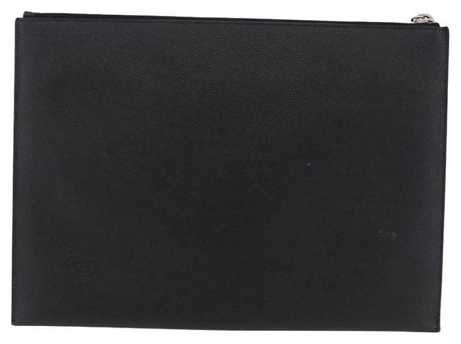 Autre Marque Saint Laurent Clutch-Tasche aus Leder Schwarz Silber Auth BA16068A - Ansicht 2