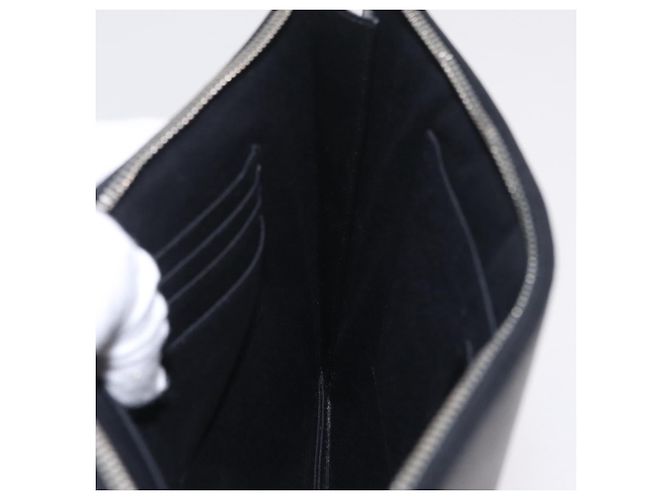 Autre Marque Saint Laurent Clutch-Tasche aus Leder Schwarz Silber Auth BA16068A - Ansicht 20