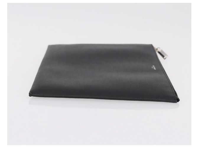 Autre Marque Saint Laurent Clutch-Tasche aus Leder Schwarz Silber Auth BA16068A - Ansicht 4