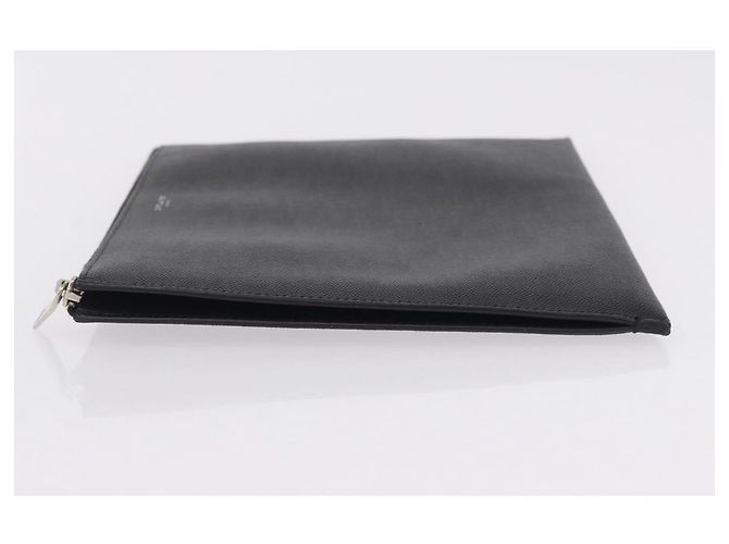 Autre Marque Saint Laurent Clutch-Tasche aus Leder Schwarz Silber Auth BA16068A - Ansicht 5