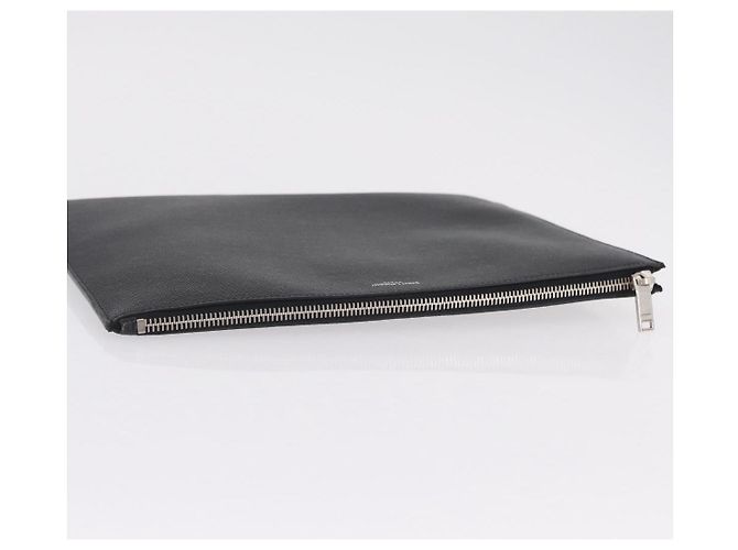 Autre Marque Saint Laurent Clutch-Tasche aus Leder Schwarz Silber Auth BA16068A - Ansicht 6