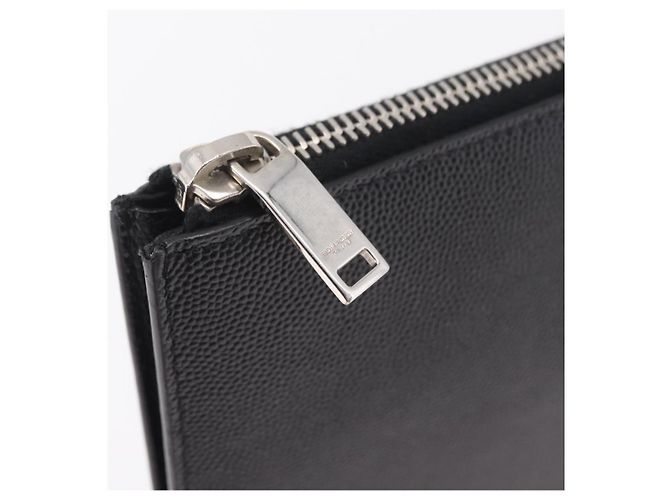 Autre Marque Saint Laurent Clutch-Tasche aus Leder Schwarz Silber Auth BA16068A - Ansicht 9