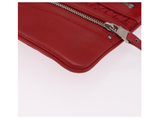 Borsa a tracolla Christian Dior Trotter Canvas Rossa Argento Auth 206734V Rosso - vista 17