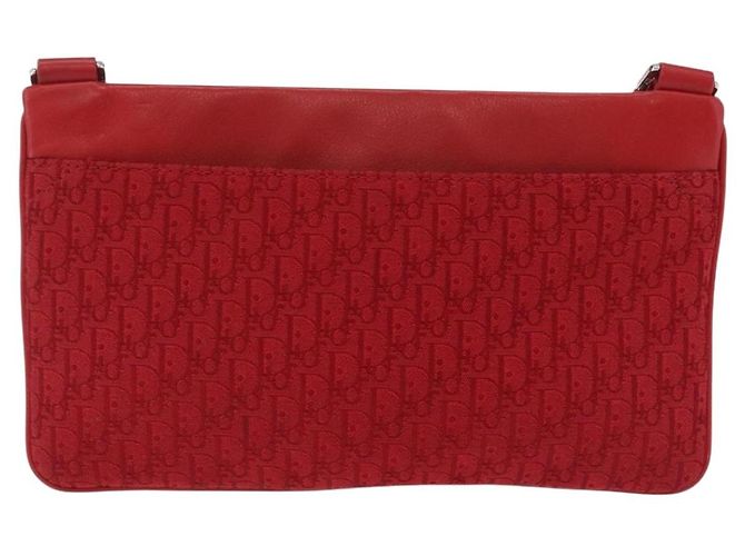 Borsa a tracolla Christian Dior Trotter Canvas Rossa Argento Auth 206734V Rosso - vista 2