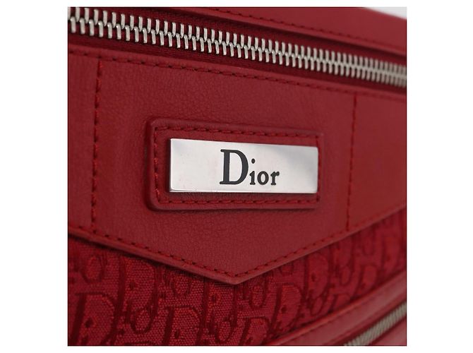 Borsa a tracolla Christian Dior Trotter Canvas Rossa Argento Auth 206734V Rosso - vista 20