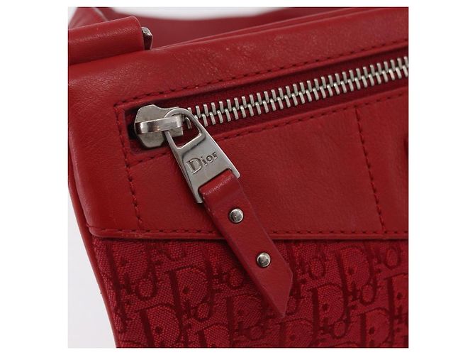Borsa a tracolla Christian Dior Trotter Canvas Rossa Argento Auth 206734V Rosso - vista 21