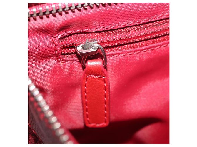 Borsa a tracolla Christian Dior Trotter Canvas Rossa Argento Auth 206734V Rosso - vista 26