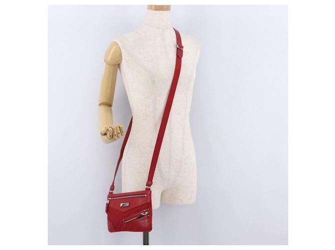 Borsa a tracolla Christian Dior Trotter Canvas Rossa Argento Auth 206734V Rosso - vista 28