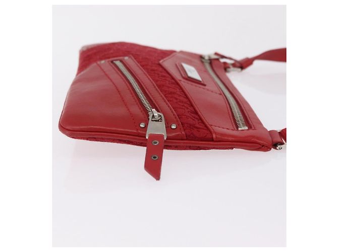 Borsa a tracolla Christian Dior Trotter Canvas Rossa Argento Auth 206734V Rosso - vista 3