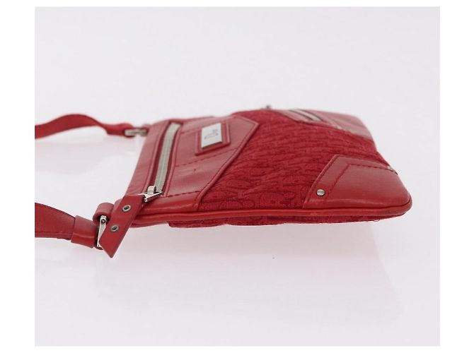 Borsa a tracolla Christian Dior Trotter Canvas Rossa Argento Auth 206734V Rosso - vista 4