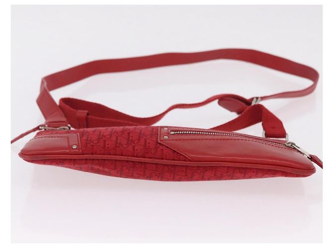 Borsa a tracolla Christian Dior Trotter Canvas Rossa Argento Auth 206734V Rosso - vista 5