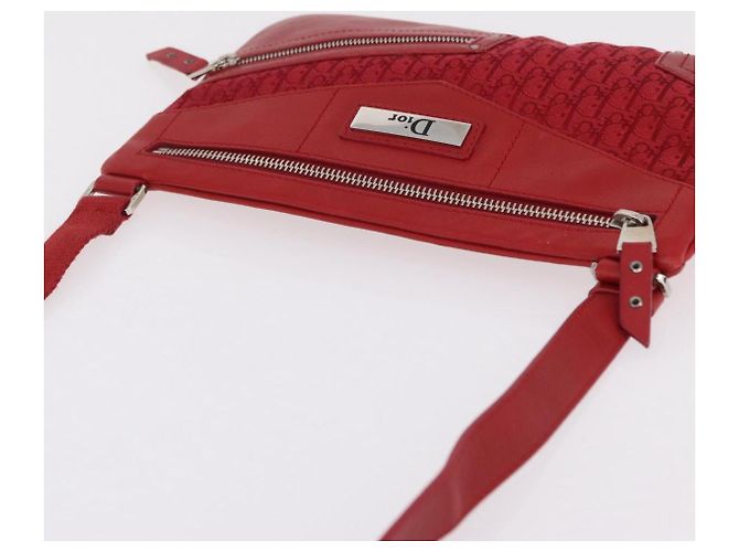 Borsa a tracolla Christian Dior Trotter Canvas Rossa Argento Auth 206734V Rosso - vista 6