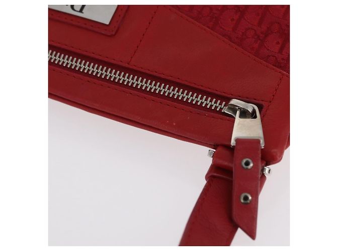 Borsa a tracolla Christian Dior Trotter Canvas Rossa Argento Auth 206734V Rosso - vista 7