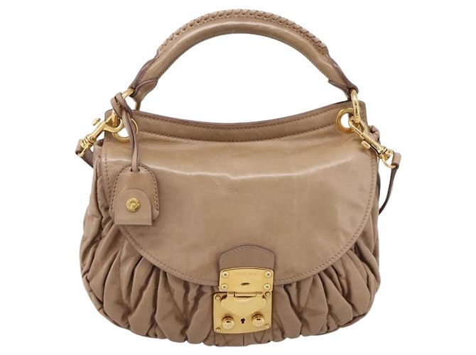 Bolsa Miu Miu Vitellolux Matelasse em couro 2way Rosa Tom Dourado Auth 207573V - vista 13