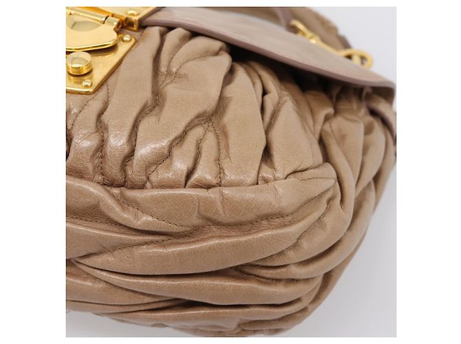 Bolsa Miu Miu Vitellolux Matelasse em couro 2way Rosa Tom Dourado Auth 207573V - vista 15