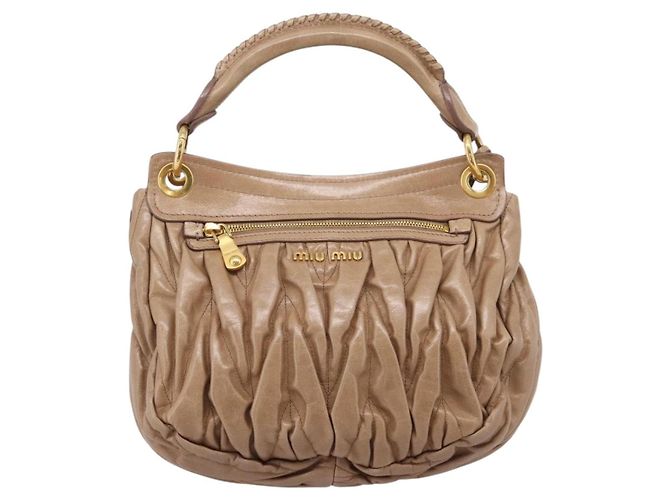 Bolsa Miu Miu Vitellolux Matelasse em couro 2way Rosa Tom Dourado Auth 207573V - vista 2