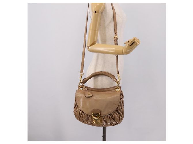 Bolsa Miu Miu Vitellolux Matelasse em couro 2way Rosa Tom Dourado Auth 207573V - vista 27