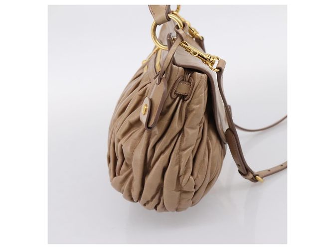 Bolsa Miu Miu Vitellolux Matelasse em couro 2way Rosa Tom Dourado Auth 207573V - vista 3