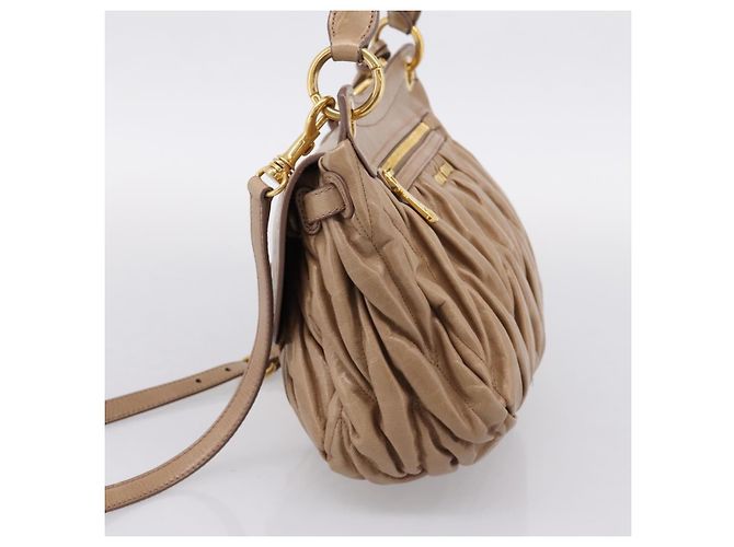 Bolsa Miu Miu Vitellolux Matelasse em couro 2way Rosa Tom Dourado Auth 207573V - vista 4