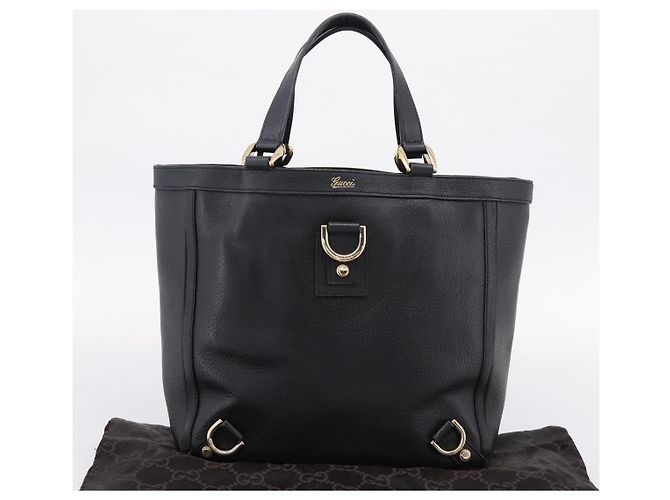 Sac à main GUCCI Abbey en cuir noir et doré 130739 Auth LN093V - vue 12