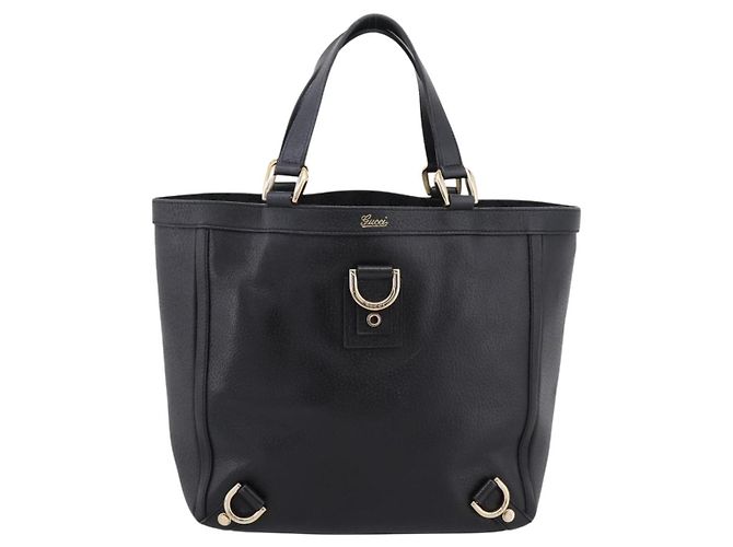 Sac à main GUCCI Abbey en cuir noir et doré 130739 Auth LN093V - vue 13
