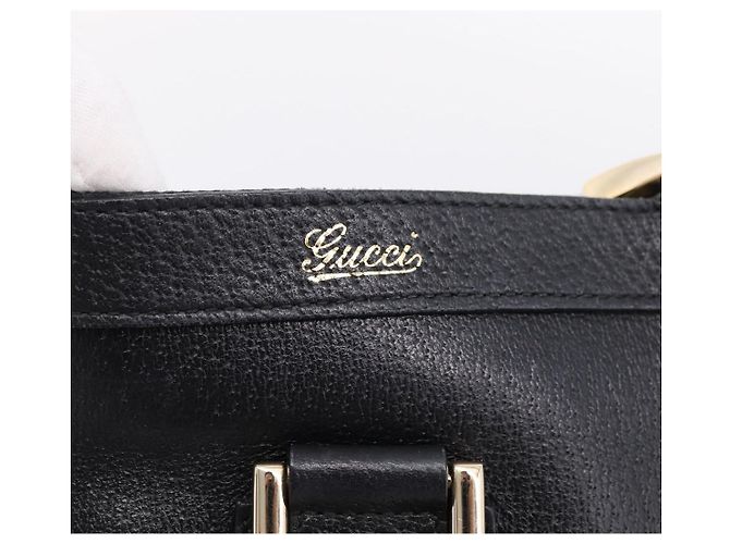 Sac à main GUCCI Abbey en cuir noir et doré 130739 Auth LN093V - vue 17